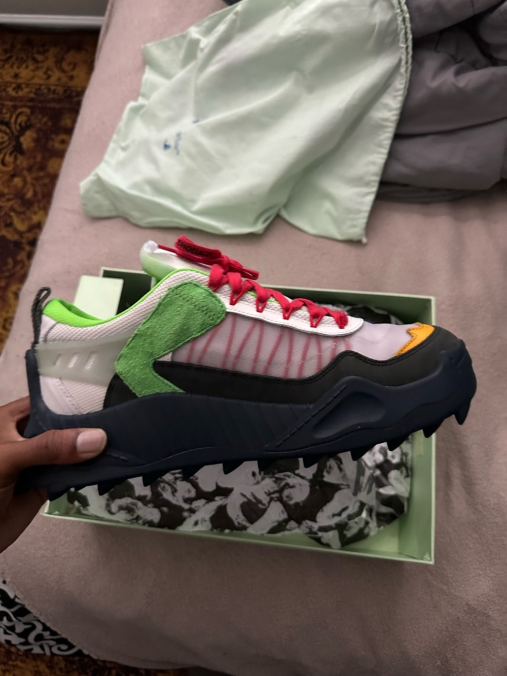 Off-White Men's Multicolor Low-Top Sneakers with Red Laces